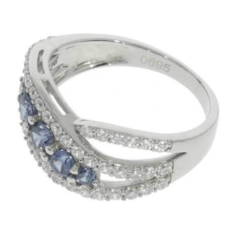 Tanzanite CZ 925 sterling silver ring 0.56cts white CZ and 0.86cts gemstone ring jewelry rhodium plated 